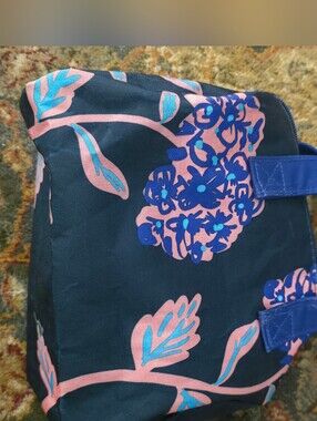 4/$25 Deal! Navy Cosmetic Bag with Pink & Blue Floral Print
